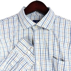 Johnnie-O Prep-Formance Cary Shirt Mens Large Blue Plaid Button Down JMWL7460